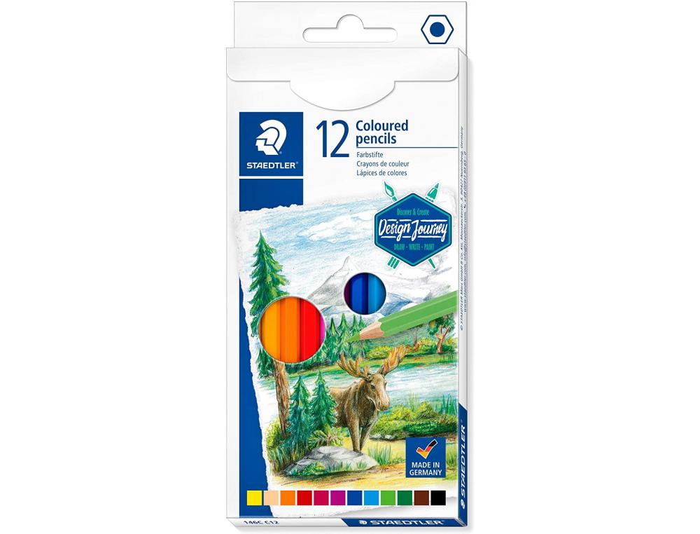 CRAYON DE COULEUR STAEDTLER 146C DESIGN JOURNEY ETUI      CARTON 12 UNITES COLORIS      ASSORTIS
