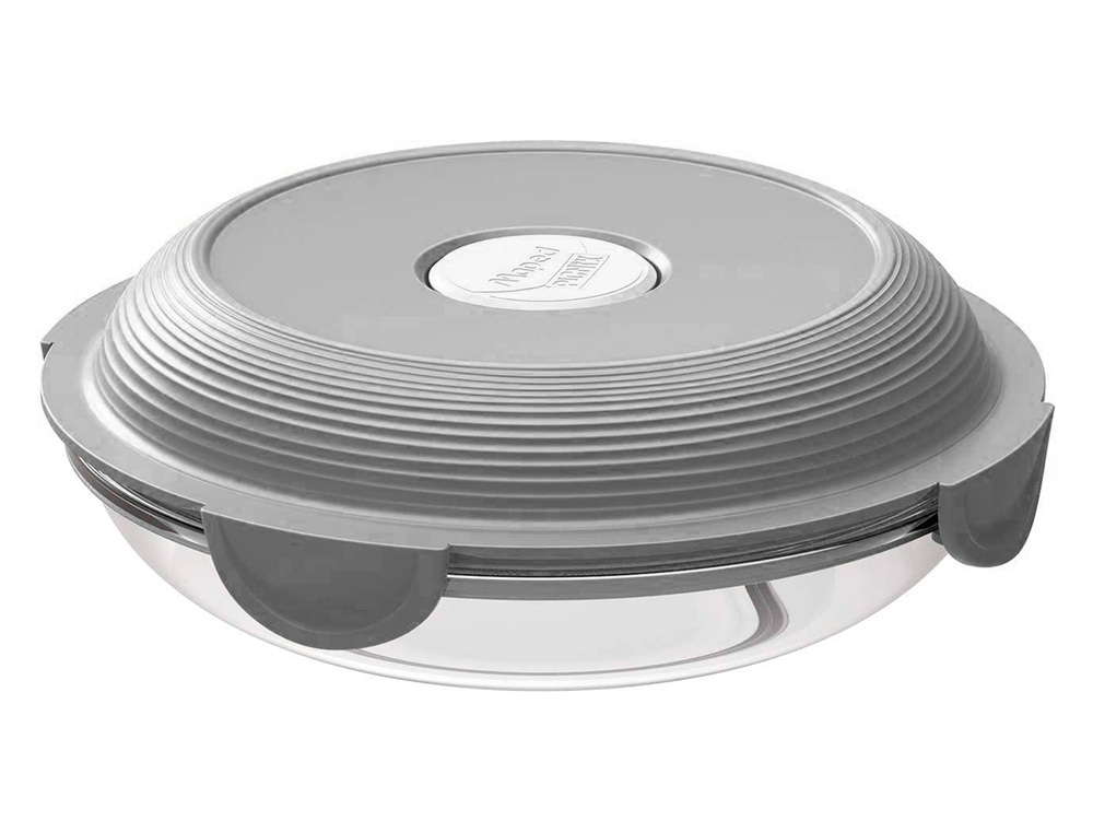 ASSIETTE A DEJEUNER EN VERRE MAPED PICNIK POUR ADULTE AVEC COUVERCLE COLORIS GRIS