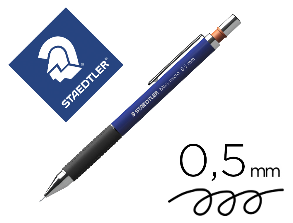 PORTE-MINE STAEDTLER MARS MICRO 0.5MM EMBOUT ET AGRAFE MTALLIQUES GRIP CAOUTCHOUC AMORTISSEUR MINE