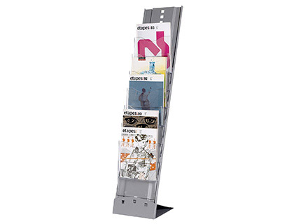 PRSENTOIR PAPERFLOW TRANSPORTABLE MTAL 7 CASES A4 POLYSTYRNE CRISTAL MONTAGE FACILE PAISSEUR 2.4CM 115X25X36CM 6.5KG