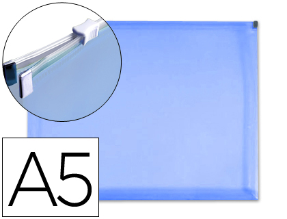 POCHETTE ENVELOPPE LIDERPAPEL POLYPROPYLNE 180 MICRONS A5 210X148MM FERMETURE CLAIR A5 TRANSPARENT BLEU