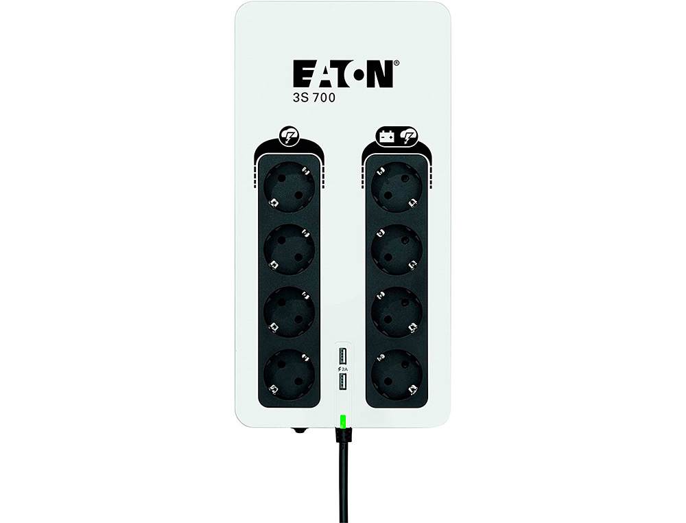 ONDULEUR EATON 3S 700VA/420W 8 PRISE DE SORTIES  4 PRISE   AVEC AUTONOMIE ET PARAFOUDRE  4 PRISES AVEC PARAFOUDRE