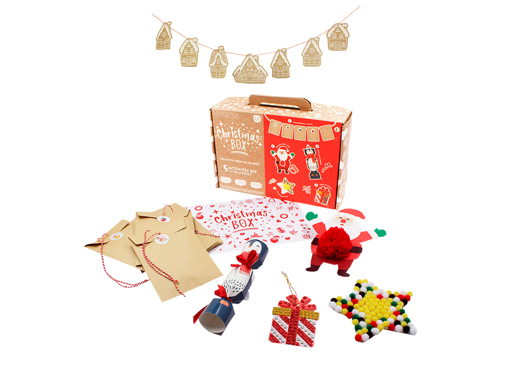 KIT CREATIF CHRISTMAS SODERTEX 5+2 ACTIVITES:       CRACKER + CALENDRIER DE       L'ADVENT + ETOILE A DECORER +