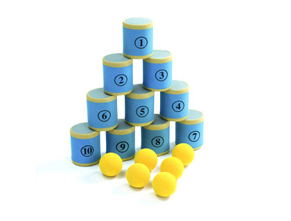 JEU CHAMBOULE TOUT MOUSSE CONTIENT 10 BOTES 10X8CM 6 BALLES DIAMTRE 6CM