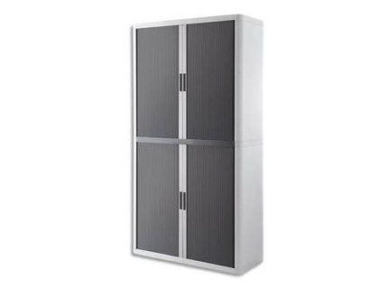 ARMOIRE PAPERFLOW EASYOFFICE 4 TABLETTES CHARGE 75KG STRUCTURE ANTHRA RIDEAUX 204X110X41,5CM COLORIS ANTHRACITE/BLANC