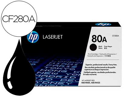 TONER LASER HP 80A CF280A POUR LASERJET PRO 400M401/400M425 COULEUR NOIR 2700P