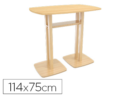 TABLE DE RUNION DEBOUT PAPERFLOW 114X75CM COLORIS PIED SAPIN PLATEAU HTRE