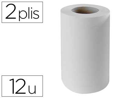 BOBINE ESSUYAGE MINI PURE OUATE BLANCHE 160 FEUILLES PACK 12 ROULEAUX
