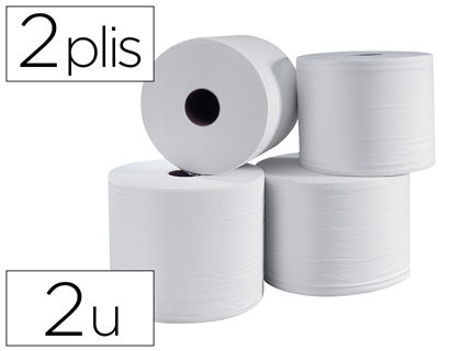 BOBINE ESSUYAGE 1000F 2 PLIS COLORIS BLANC LOT DE 2 UNITS