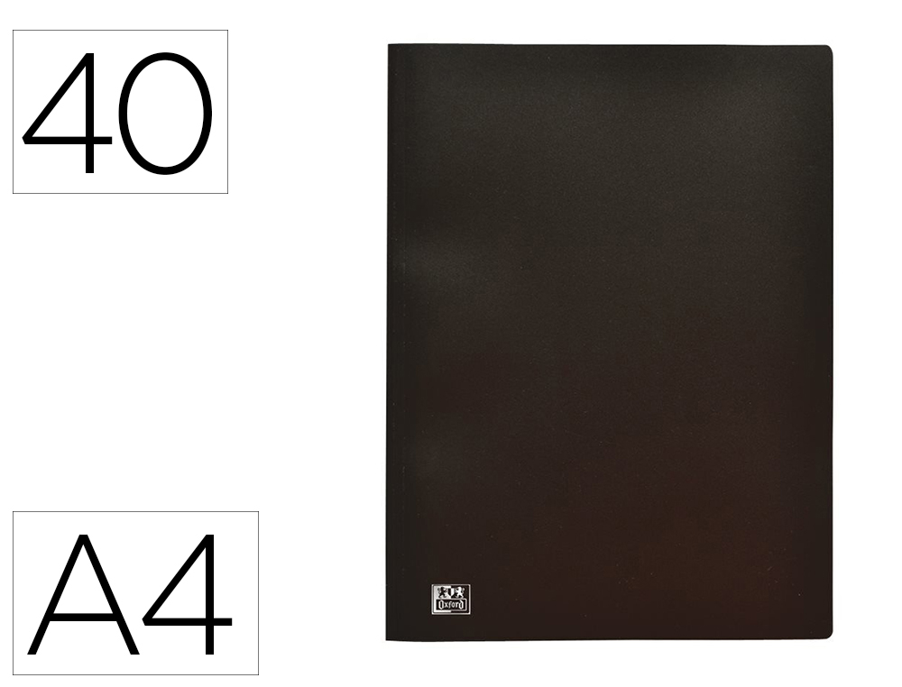 PROTEGE-DOCUMENTS OXFORD STANDUP A4 COUVERTURE POLYPROPYLENE SOUPLE 40 POCHETTES 80 VUES COLORIS NOIR