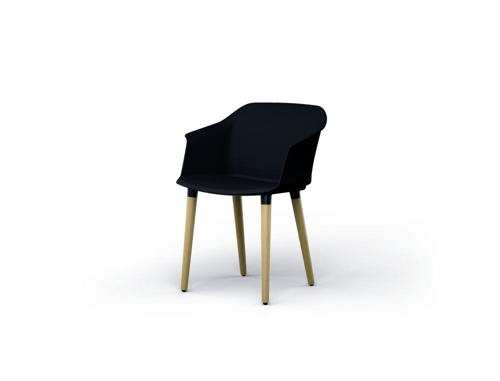 FAUTEUIL SCOTT COQUE NR.4P.BOIFAUTEUIL SCOTT COQUE NOIRE 4 PIEDS BOIS