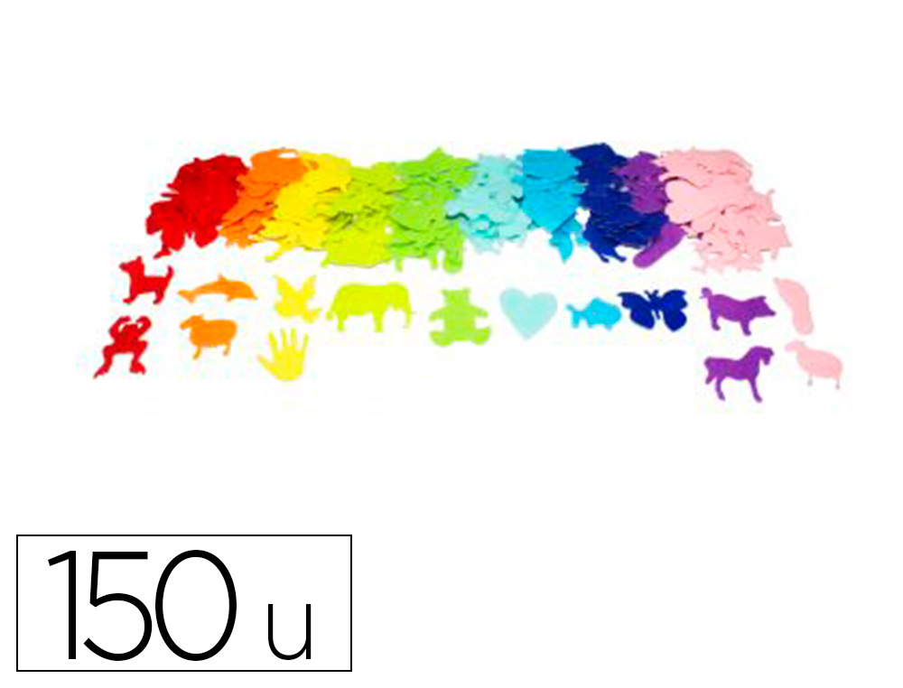 FEUTRINE ADHESIVE SODERTEX PACK D'OBJETS ET ANIMAUX 1MM  2 TAILLES 150 PCS 10 COLORIS  ASSORTIS