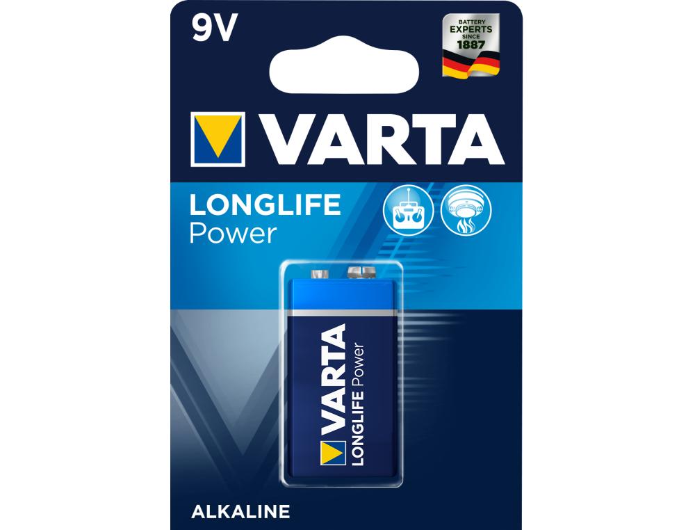 PILE 9V 6LR61 LONG LIFE B/1 PILE ALCALINE LONGLIFE POWER VARTA - 9 V